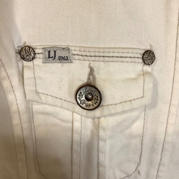 Lois Jeans & Jackets Women's White Jacket Size M Embroidery Sequins - Picture 3 of 12